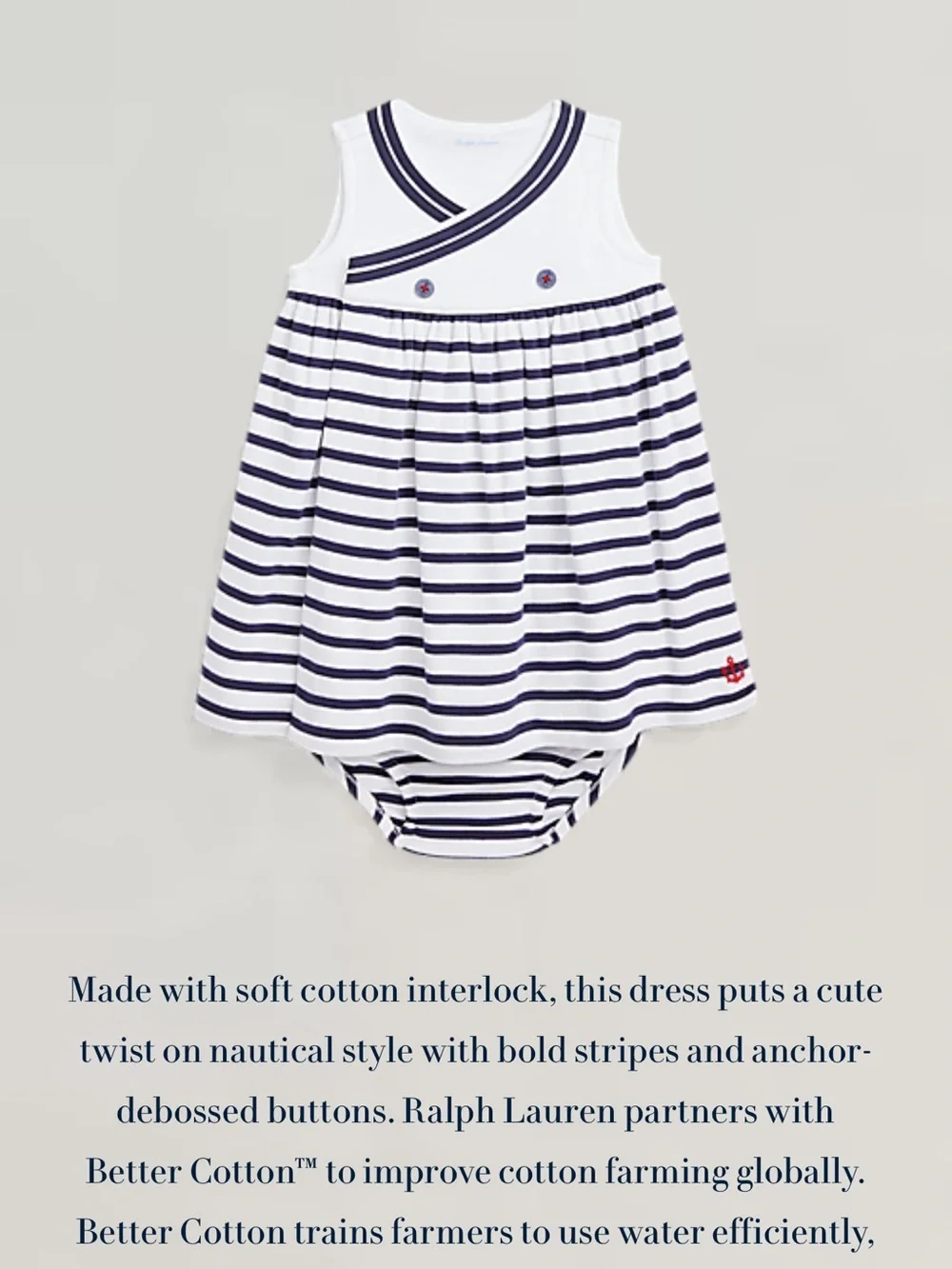 Ralph Lauren White & Navy Striped Baby Dress